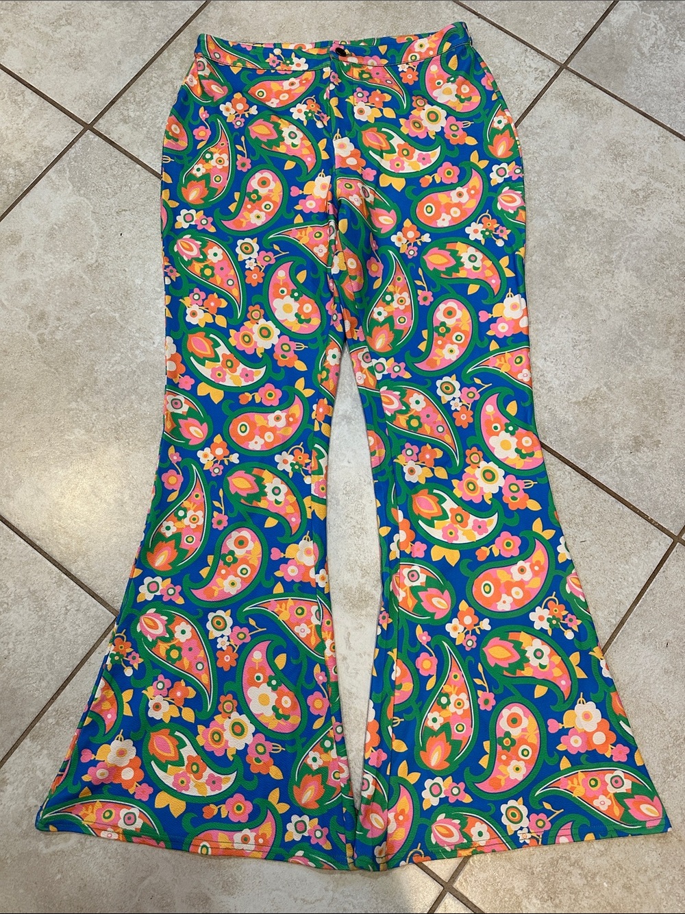 Smak Parlour 70's Paisley Bell Bottom Flare Boho Pants L Festival